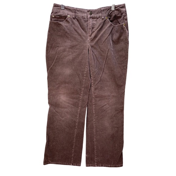 CHADWICKS Brown Corduroy Straight Leg Pants Womens Size 6 Petite Stretch Casual - Picture 2 of 9